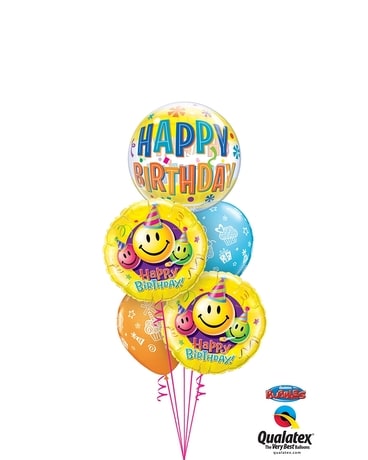 Happy Birthday Smiley Balloons Balloon Bouquet