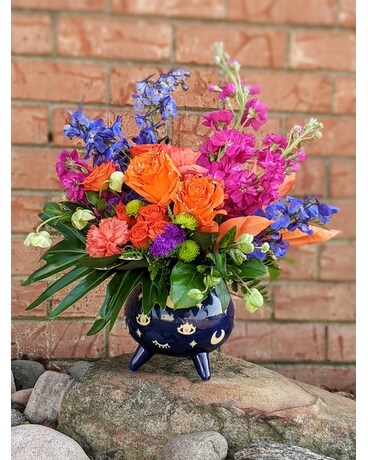 Hocus Pocus Cauldron Flower Arrangement