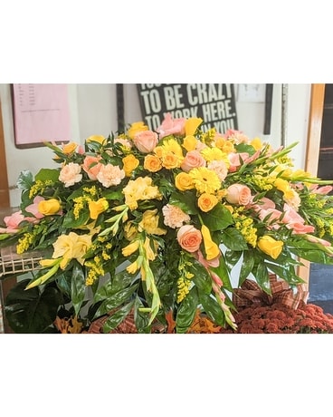 Yellow + Peach Flower Arrangement