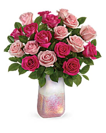 Rose Kisses 18 Gemstone Vase Flower Arrangement