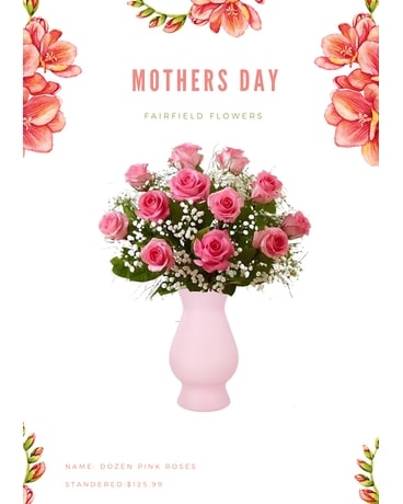 Dozen Pink Roses Flower Arrangement