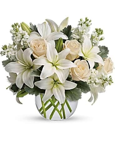 Aisle of White Flower Arrangement