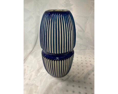 Ridged Blue and Cream Vase Gifts