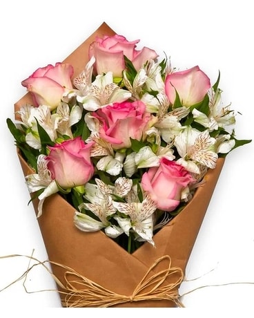 Pink Roses and Alstroemeria Bouquet Flowers