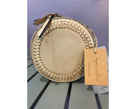 Round Vegan Leather Purse Flower Arrangement