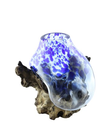Blue Spots Molten Glass Vase Gifts