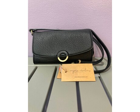 Black Vegan Leather Purse Flower Arrangement