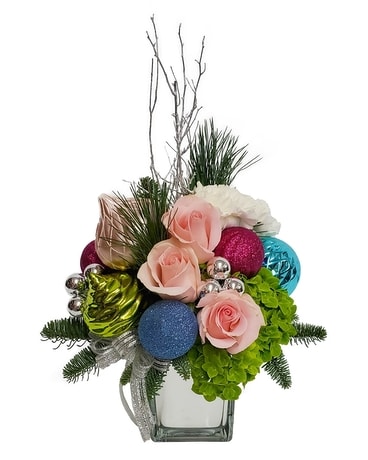 Cotton Candy Holiday Cube Flower Arrangement
