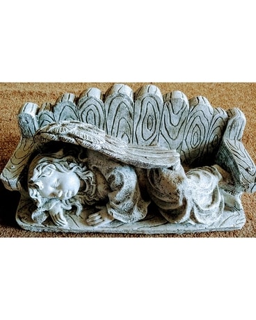 Resting Angel Concrete Statue Flower Arrangement