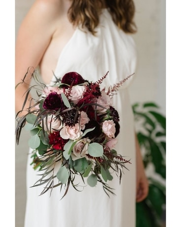 Burgundy and Blush - Bridal Bouquet Flower Arrangement