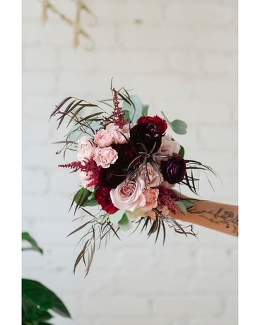 Burgundy and Blush - Bridesmaid Bouquet Flower Arrangement