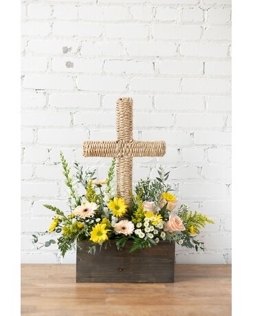Peace and Comfort - Cross Flower Arrangement