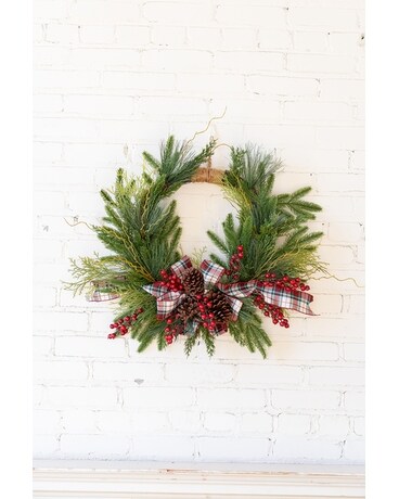 Rustic Holiday Wreath Flower Arrangement