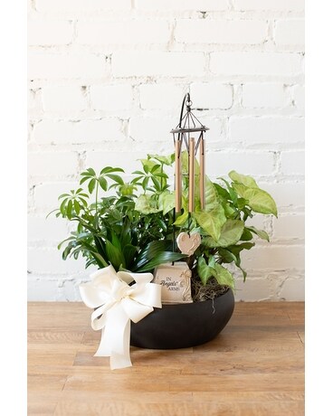Planter with Chime Flower Arrangement