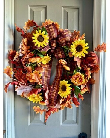 Roses and Eucalyptus Wreath Flower Arrangement