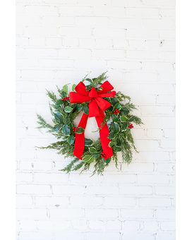 Home for the Holly-Days Wreath Flower Arrangement