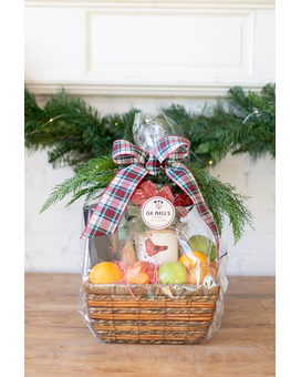 Festive Fruit Gift Basket Flower Arrangement