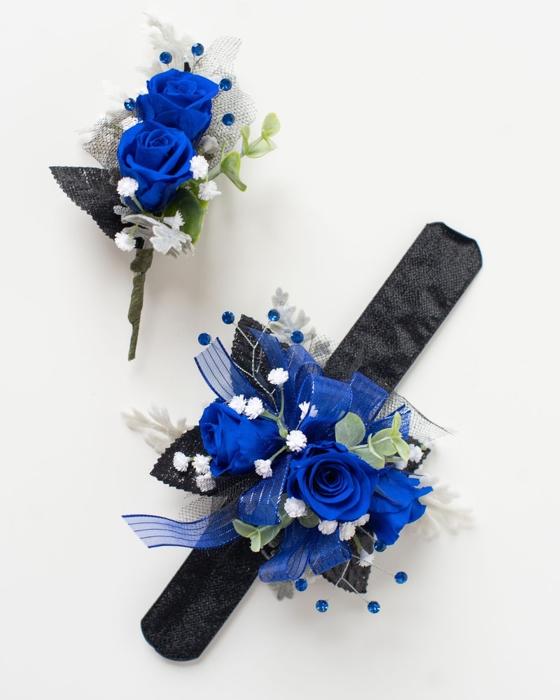 corsage and boutonniere for black dress Zapaka Luxury Black White Homecoming Wrist Corsage and Men's Boutonniere  Set – ZAPAKA