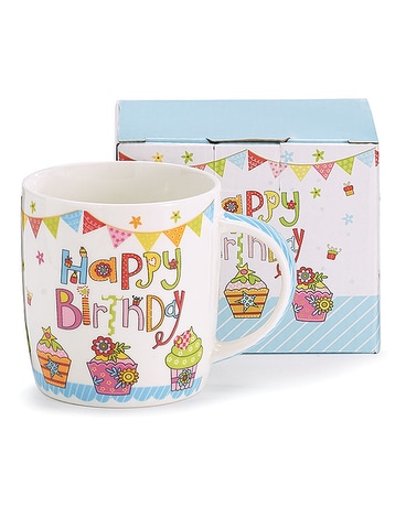 Birthday Banner Mug Flower Arrangement