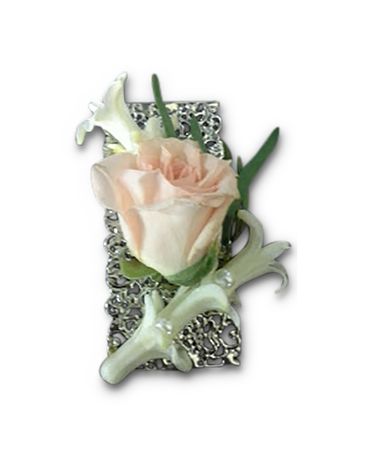 Peaches and Lace Boutonniere