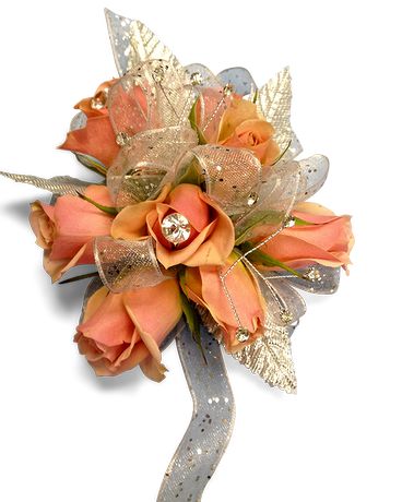 Peach Me, I'm Going To The Prom Wristlet Flower Arrangement