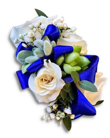 Dessert Blue Wristlet Flower Arrangement