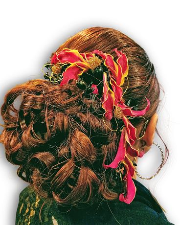 Glorious Gloriosa Hairpiece Flower Arrangement