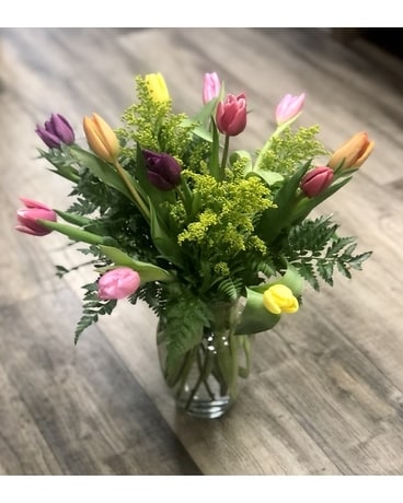 Dozen Mixed Tulips Flower Arrangement