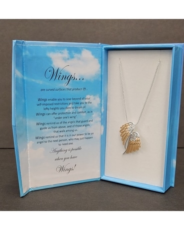 Two Tone Wing Necklace In Box Gifts