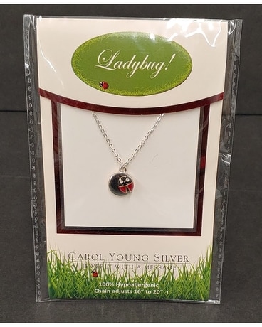 Small Lady Bug Necklace on card Gifts