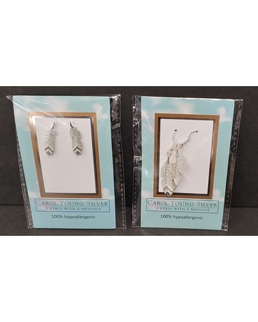 Feather Earrings on drop wire Or Post Gifts