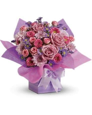 Teleflora's Perfectly Purple Present Flower Arrangement