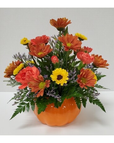 Fall Pumpkin Flower Arrangement