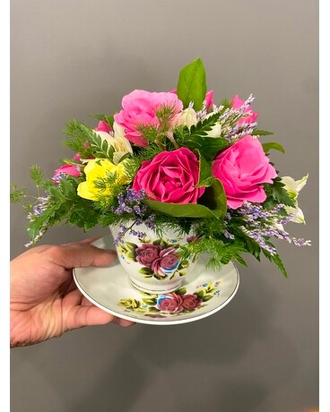 Designer's Choice Teacup Flower Arrangement