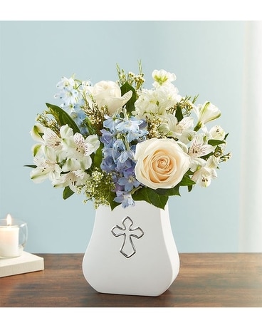 Sacred Blessings™ Blue & White Flower Arrangement