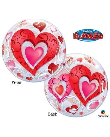 Red & Pink Hearts Bubble Balloon 22
