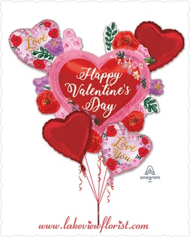 Valentine's Day Painted Rose's Balloons Bouquet Custom product