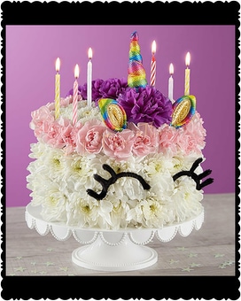 Birthday Wishes Flower Cake Unicorn Flower Arrangement