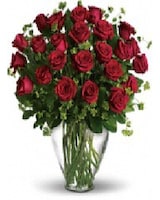 2 Dozen Red Roses size,  inches height and  inches wide.