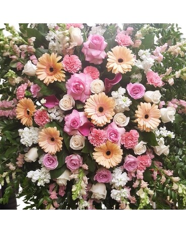 Pink and Peach spray Funeral Arrangement