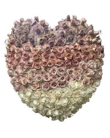 Ombré Rose Heart Funeral Arrangement