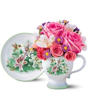 Teleflora's Lena Liu Hummingbird Teacup Bouquet Flower Arrangement