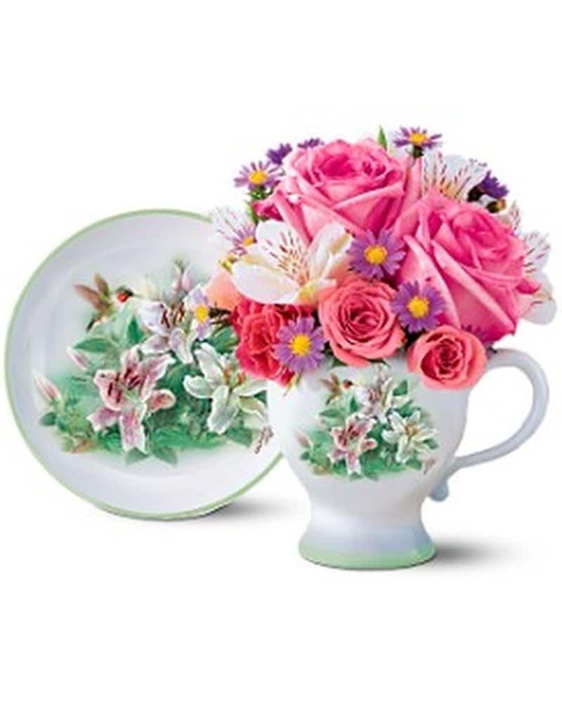 Teleflora's Lena Liu Hummingbird Teacup Bouquet in Okemah OK