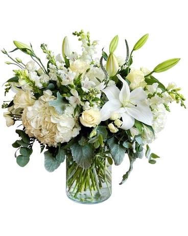 Designers Choice Large White Sympathy Flower Arrangement