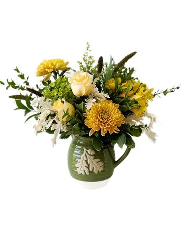 Adrienne's golden Season Jug Flower Arrangement