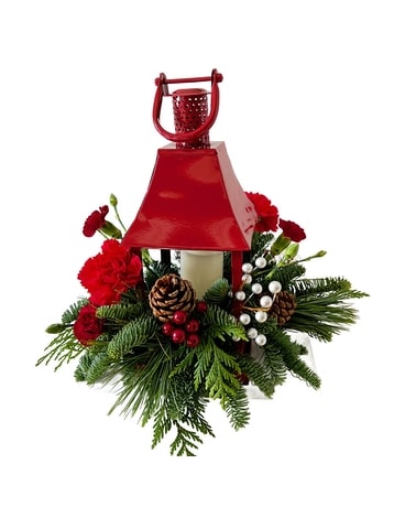 Adrienne's Holiday Lantern Flower Arrangement
