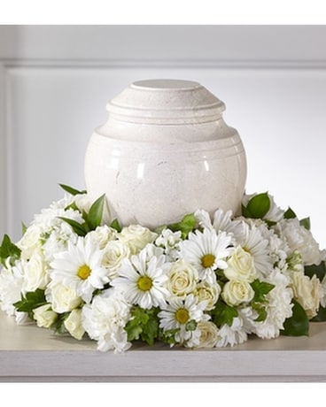 The FTD ® Ivory Gardens ™ Cremation Adornment Flower Arrangement