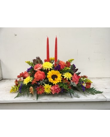 Country Candle Centerpiece Flower Arrangement