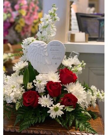 Heaven's Heart With Red Roses Sympathy Arrangement