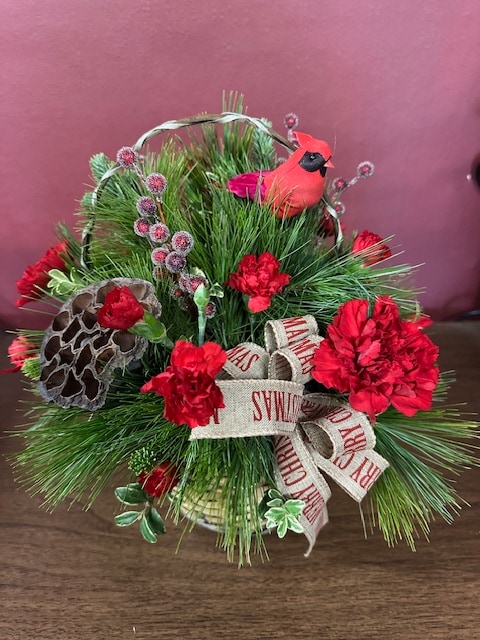 Seasons Greetings Flower Arrangement